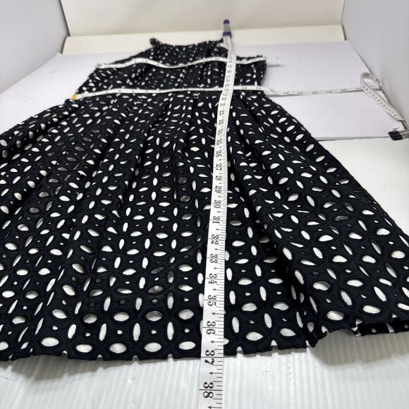 Vince Camuto Black Layered Eyelet Dress 6 Halter Fit Flare Preppy Whimsigoth Y2k - Picture 12 of 16